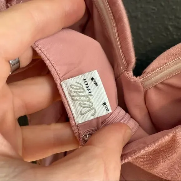 Selfie Leslie Aphrodite Molded Bust Angel Sleeve Wrap Dress Blush Size S - Picture 7 of 7